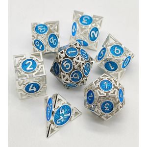 7 Piece Hollow Metal Dice Set Rune Series